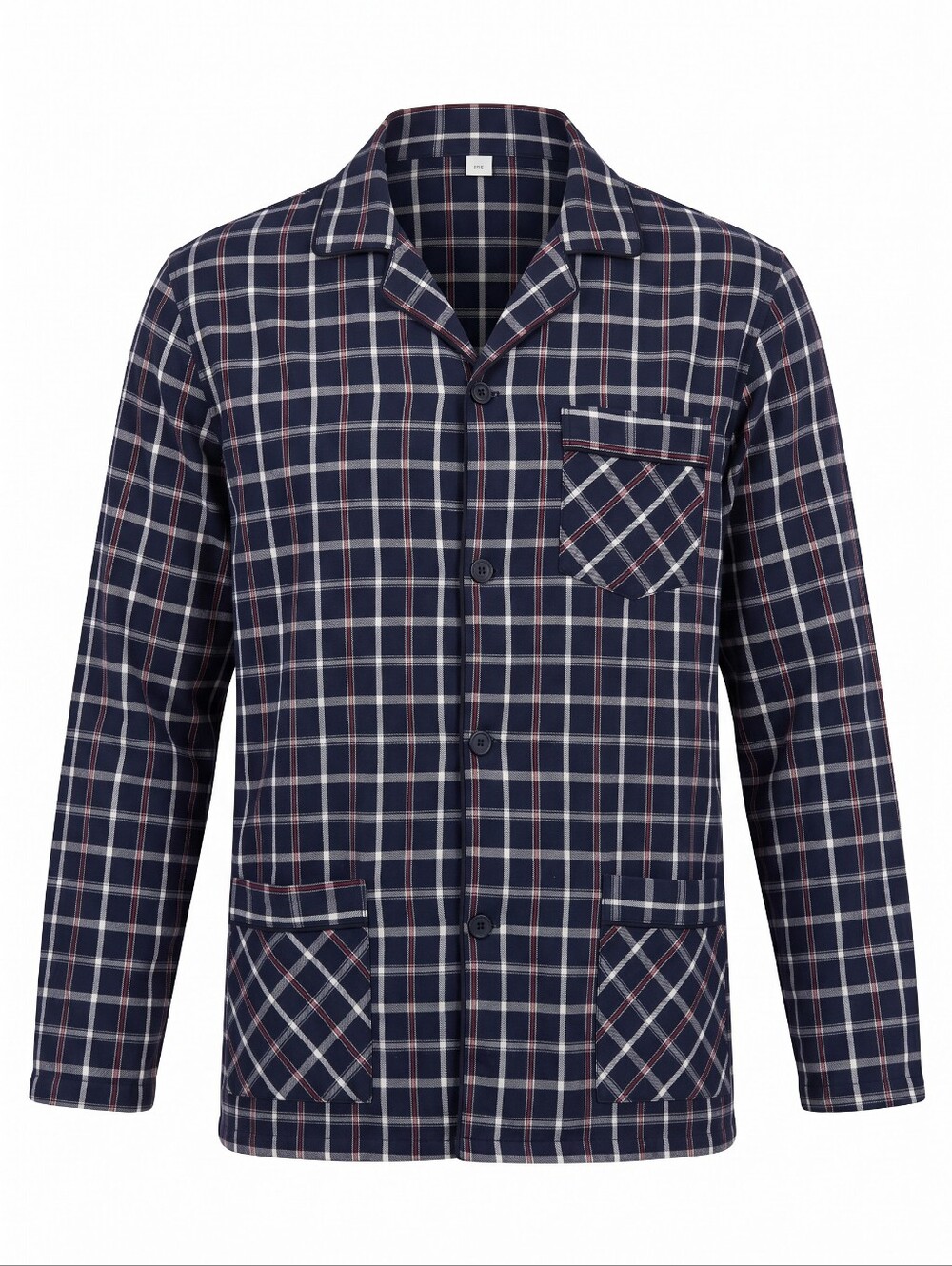 Men's Navy Plaid Casual Pajama Button Down Shirt Lumbercore Night Jammies Size L